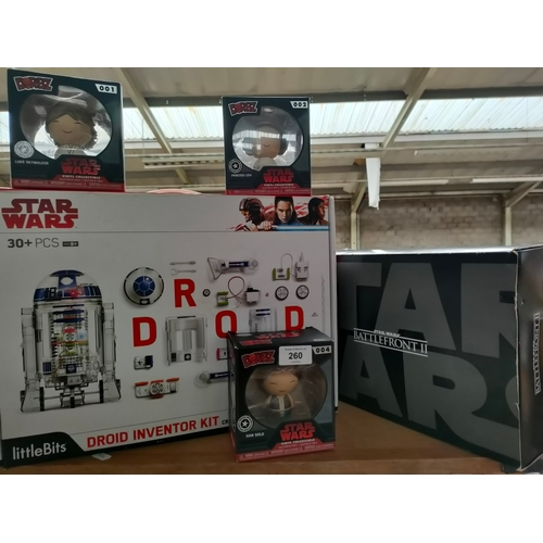 260 - Stars wars droid inventer 3 boxes star wars dirbz toys together with star wars battlefront boxed coi... 