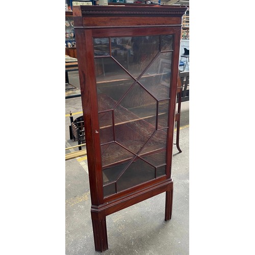 271 - Antique Mahogany corner cabinet on pedestal legs