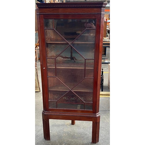 271 - Antique Mahogany corner cabinet on pedestal legs