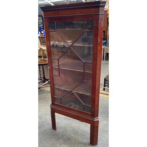 271 - Antique Mahogany corner cabinet on pedestal legs