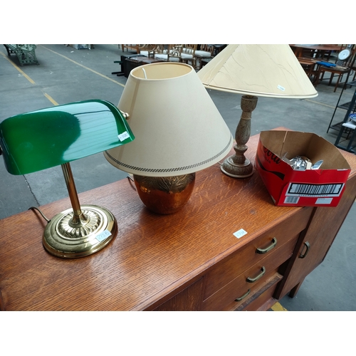 273B - 3 table lamps to include desk lamp along with box of cutlery