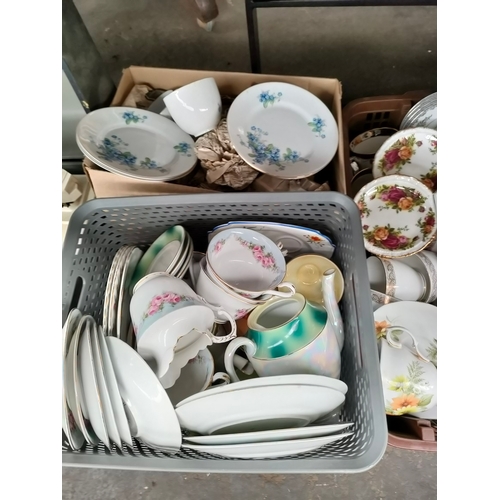 295 - 3 boxes of various tea wares to include Noritake, Victorian tea ware etc