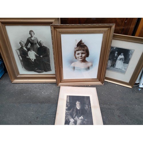 318 - Selection of victorian family pictures set in framing