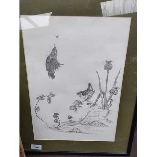 330 - Selection of bird scene prints includes owls etc