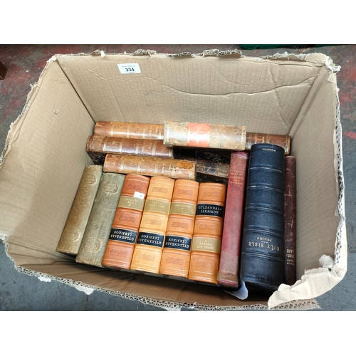 334 - Box of antique books