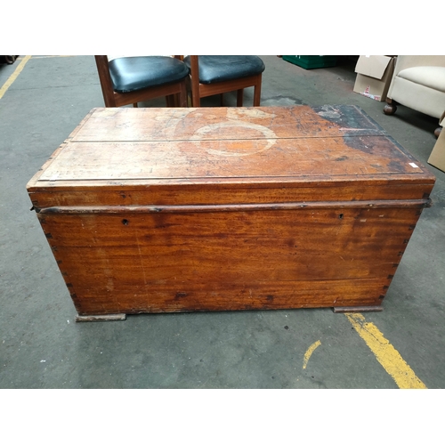 352 - Large antique pine trunk