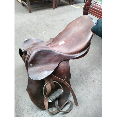 359 - Vintage leather horse saddle