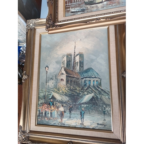 368H - 3 oil paintings depicting harbour scene etc signed