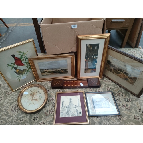 373 - Box of various mixed art works