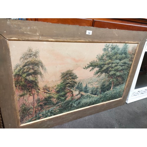 108 - Large oil painting depicting forest scene