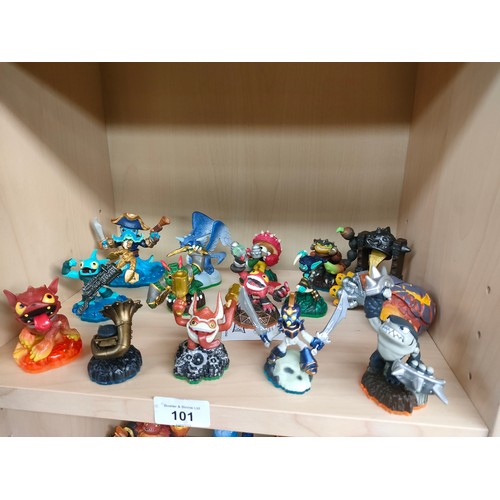 101 - 3 Shelf of Skylanders figures