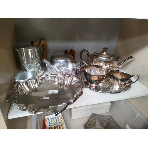 76 - A Large collection of silver plated wares includes cutlery sets, tea service and Picquot ware.