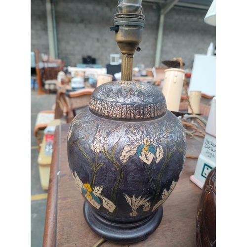 381 - Selection of collectables to include cloisonné table lamp , brass wares etc