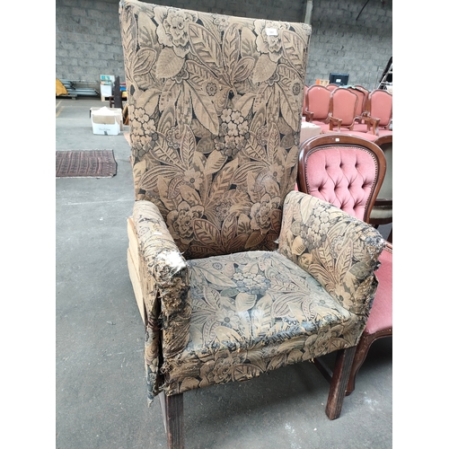 391 - 19th century high back arm chair.