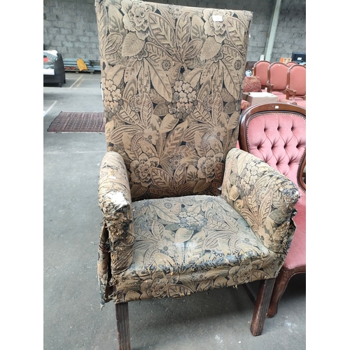 391 - 19th century high back arm chair.