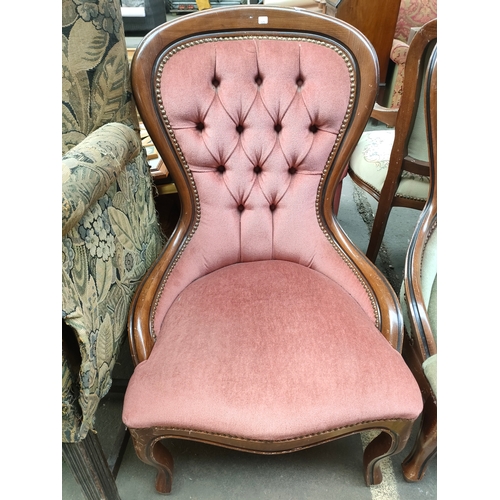 392 - Pair of Reproduction button back chairs