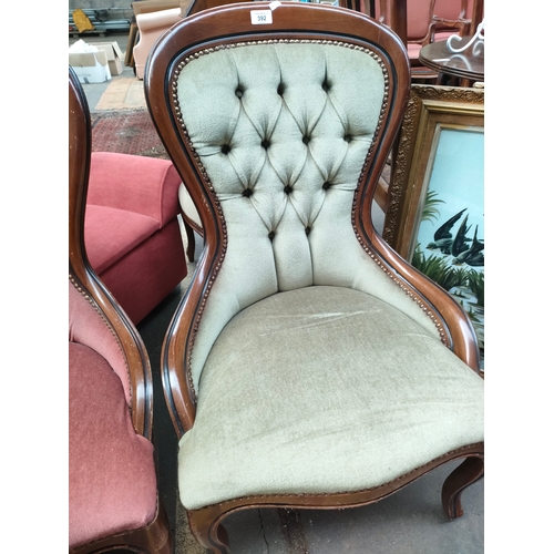 392 - Pair of Reproduction button back chairs