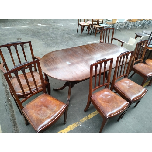 394 - Antique mahogany table and 6 chairs