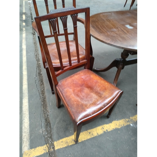 394 - Antique mahogany table and 6 chairs