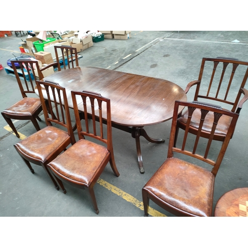 394 - Antique mahogany table and 6 chairs