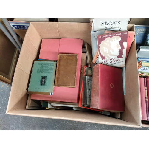 435 - 3 boxes of antique books etc