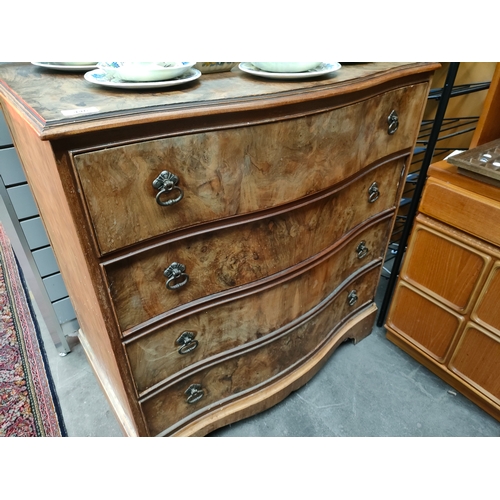 446 - Antique bow fronted 4 drawer chest