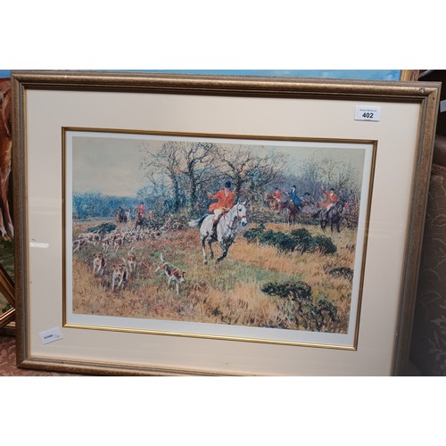 402 - Framed paintings , print and drawing all depicting horses