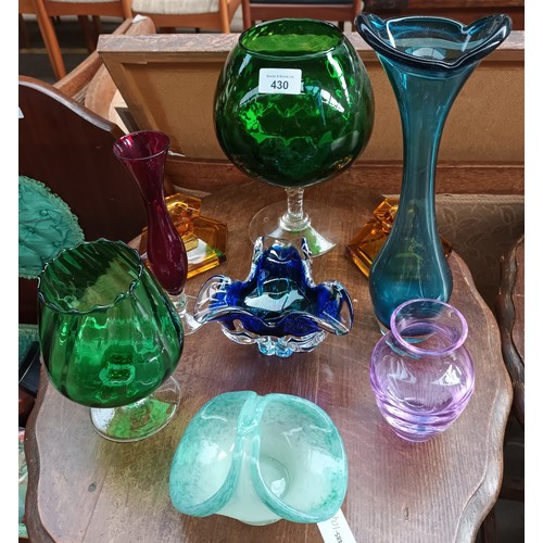 430 - A selection of various coloured art glass