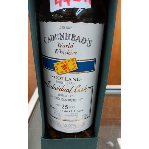 440A - Boxed bottle of Cadenhead's World Whisky, Single grain indivial cask.