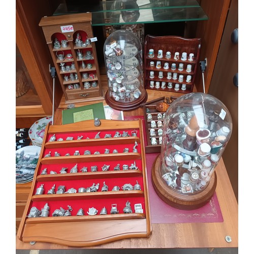 445E - Large collection of thimbles to include pewter, display holders etc