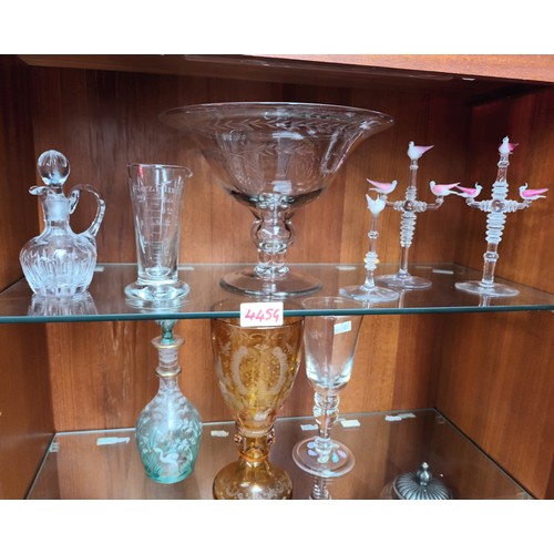 445G - Collection of various glass to include bowls, jars, candlesticks etc