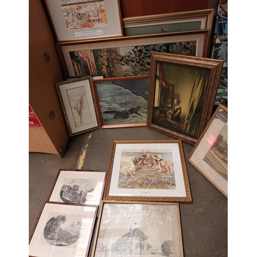 445J - Large collection of various prints, paintings, engravings