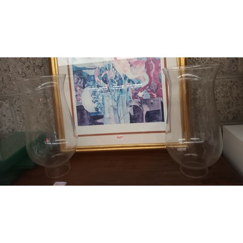 445T - Modern framed art along with large lantren shades