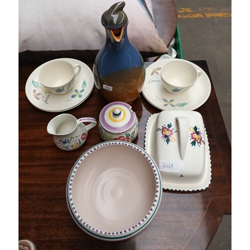 446A - A lot to include Poole Pottery cup/saucers, butter dish and bowl