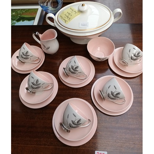 446C - Harvest Pink Queen Anne, fine bone china cups and saucers