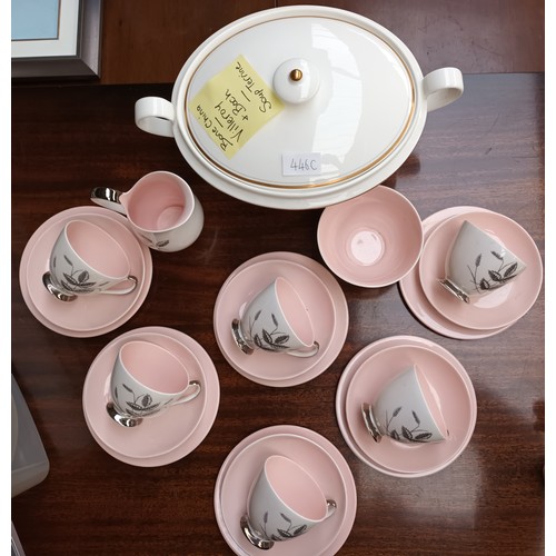 446C - Harvest Pink Queen Anne, fine bone china cups and saucers