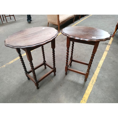 431 - A pair of barley twist side tables