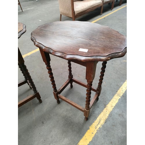 431 - A pair of barley twist side tables