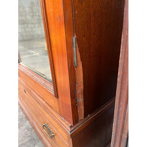 421 - 19th Century Gentlemans wardrobe with fitted drawers (one glass mirror only)