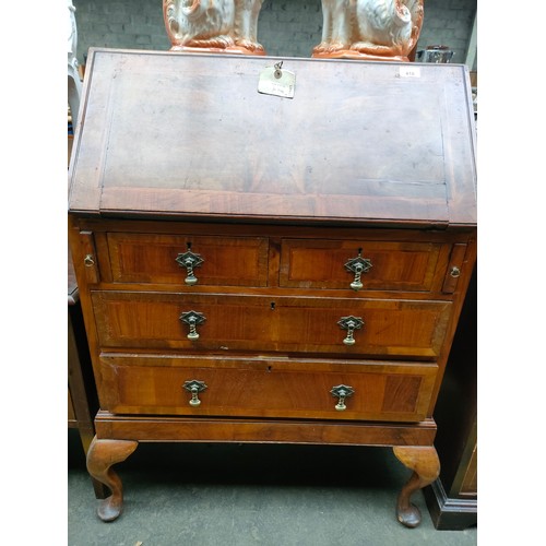 410 - Antique writing bureau with brass draping handles