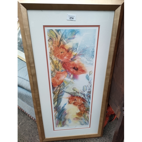 274 - Large print titled poppies signed mcdonald