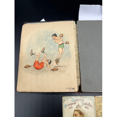 27 - A Vintage 1930's autograph book containing various comical art works by Jack Wilson.