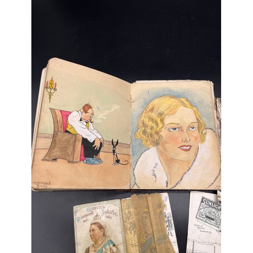 27 - A Vintage 1930's autograph book containing various comical art works by Jack Wilson.