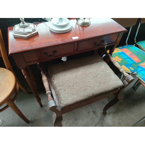 446T - 2 drawer console table together with piano stool