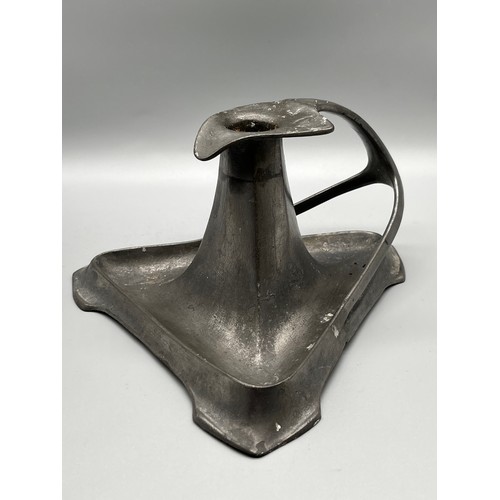 39 - Arts and crafts/ art nouveau pewter candle holder. Stamped to base- see image.