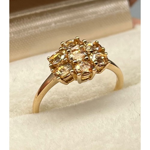 50 - 10ct yellow gold ladies ring set with pink spinel stones. [Ring size P] [2.32Grams]