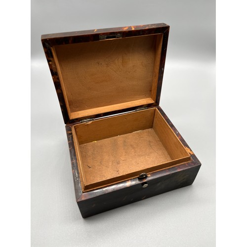 58 - Antique Tortoise shell and Birmingham silver mounted box. [5.5x13x10cm]