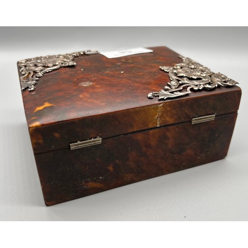 58 - Antique Tortoise shell and Birmingham silver mounted box. [5.5x13x10cm]