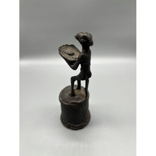 528 - Antique Bronze Monkey figure bell. [13.5cm high]