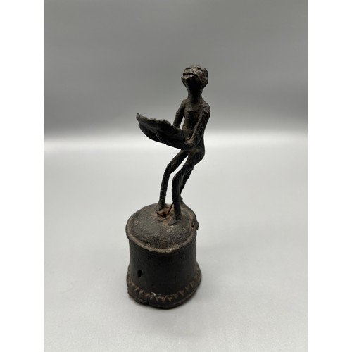 528 - Antique Bronze Monkey figure bell. [13.5cm high]